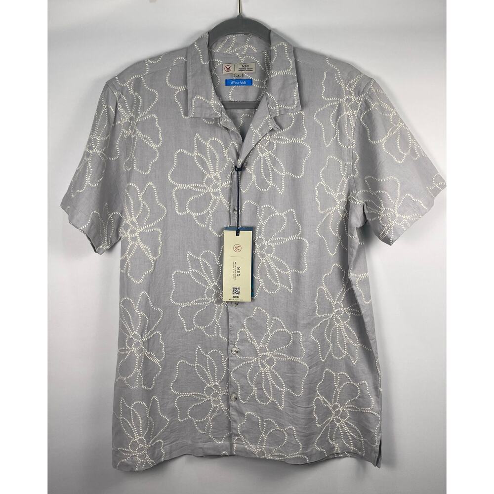 NWT MBX Premium Goods × Pura Vida Embroidered Resort Shirt Size M Tropical Chic​